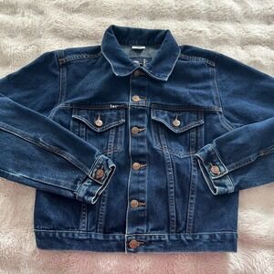 L.E.I Y2K Denim Trucker Jacket Button Front Womens Size M Vintage